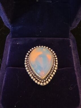 Sterling Teardrop Opal Ring NEW